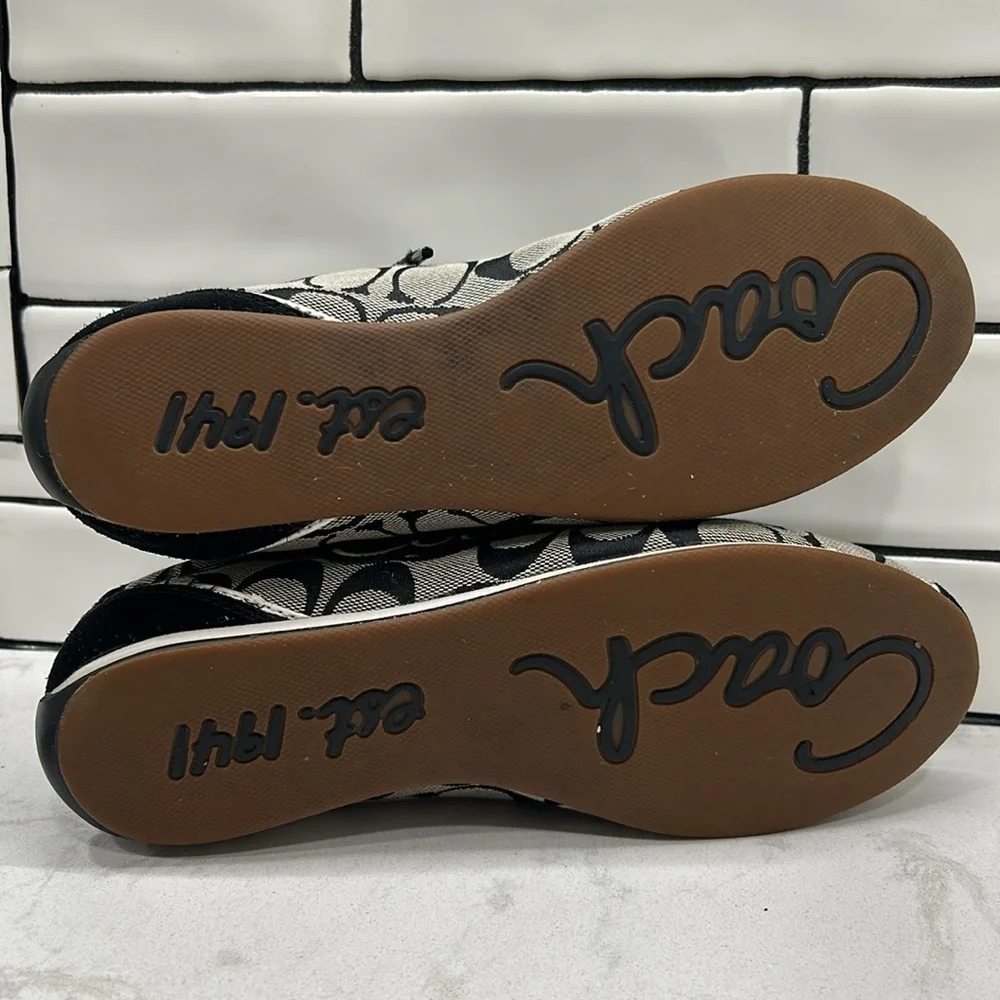 Coach Devin Black Signature Suede Canvas Embroidered Sneakers 8.5 - Picture 15 of 16